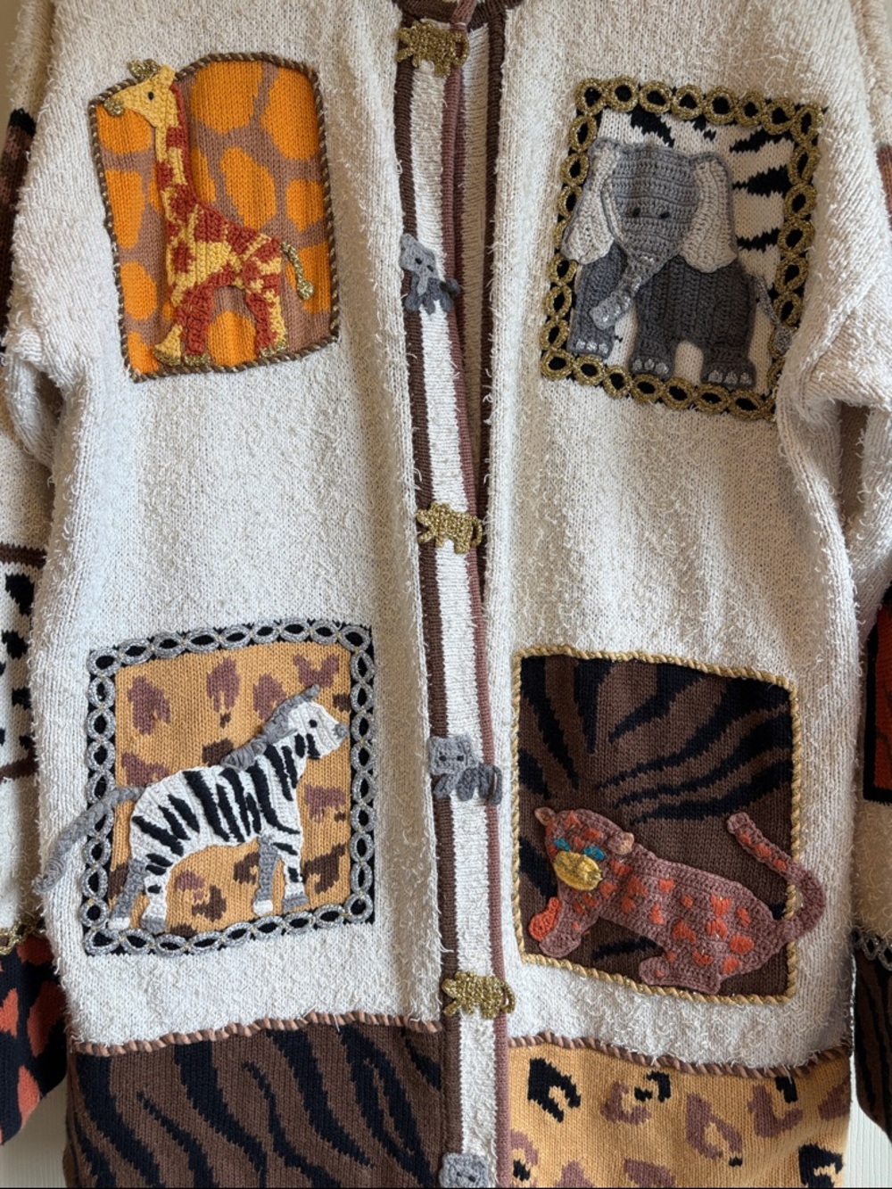 The Collective Works of Beaek | Cream Safari Animal Cardigan Size Large - Picture 3 of 7